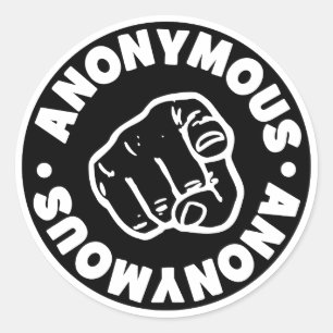 anonym runt klistermärke
