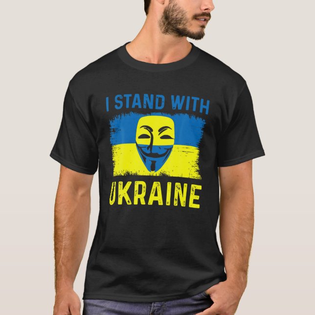 Anonym ukrainsk Älskare I står med Ukrainas FLA T Shirt (Framsida)