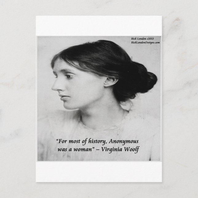 "Anonym var en kvinna" - Virginia Woolf Vykort (Framsida)