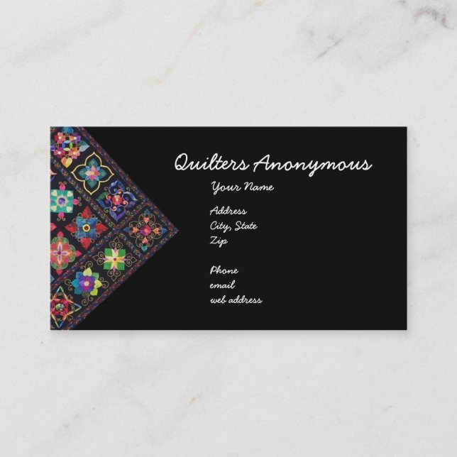 Anonyma Quilters Visitkort (Framsida)