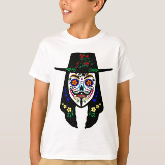 ANONYMOUS Day of the dead 6 Anon Mask Sugar skalle Tee Shirt