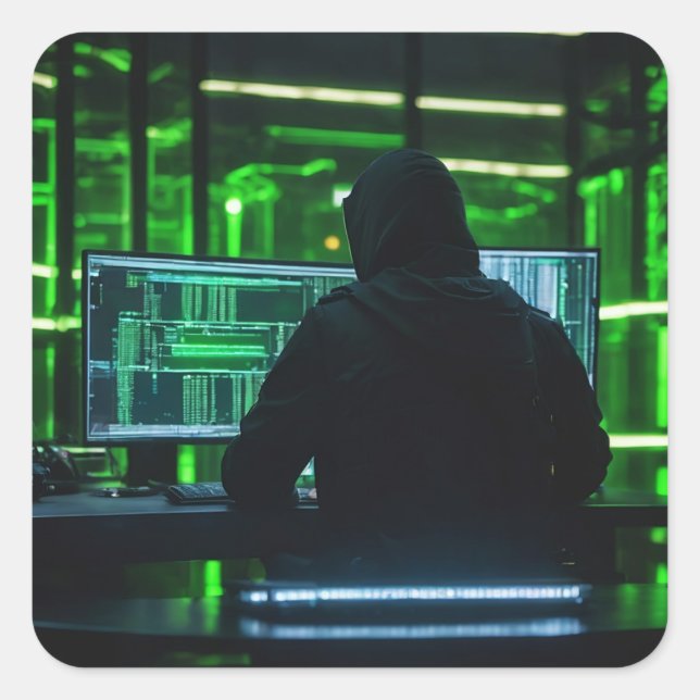 Anonymous Hacker Fyrkantigt Klistermärke (Framsida)