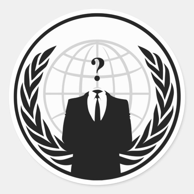 Anonymous Internationell Sticker Runt Klistermärke (Framsida)