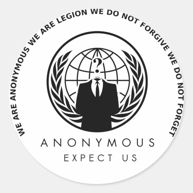 Anonymt dekal runt klistermärke (Framsida)