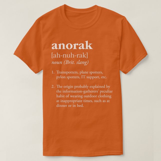 Anorak-definitionskläder som bärs av tränare t shirt (Design framsida)