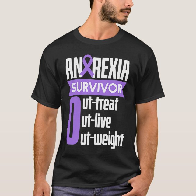 Anorexi Survivor Outlive Outweight Food Cocoits T Shirt (Framsida)
