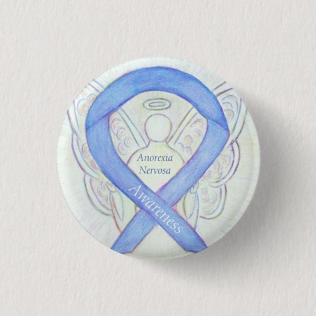 Anorexia Nervosa Awareness Ribbon Angel Anpassning Knapp (Framsida)