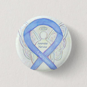 Anorexia Nervosa Awareness Ribbon Angel Anpassning Knapp