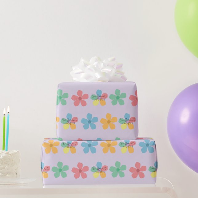 Anorlunda Inte Mindre Autism Blommig Sömlös Design Presentpapper (Festgåvor)
