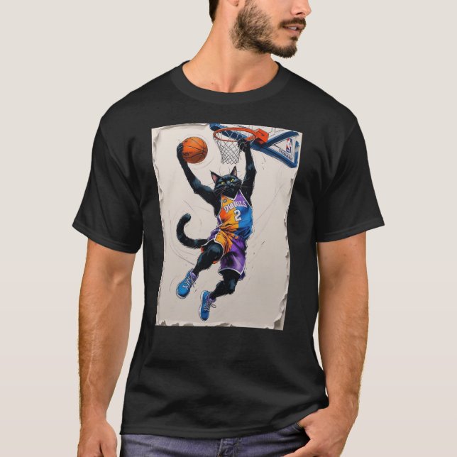 Another black cat dunking a basketball! t shirt (Framsida)