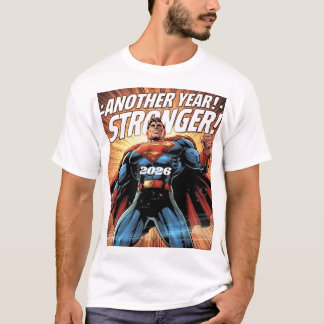 Another Year Stronger! Superhero New Year Design w T Shirt