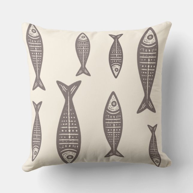 Anouke Coastal Fish / Driftwood Taupe Kudde (Baksida)