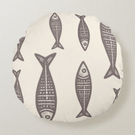 Anouke Coastal Fish / Driftwood Taupe Rund Kudde