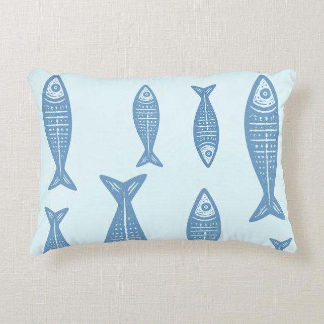 Anouke Coastal Fish / Fjord Blue Prydnadskudde (Framsidan)