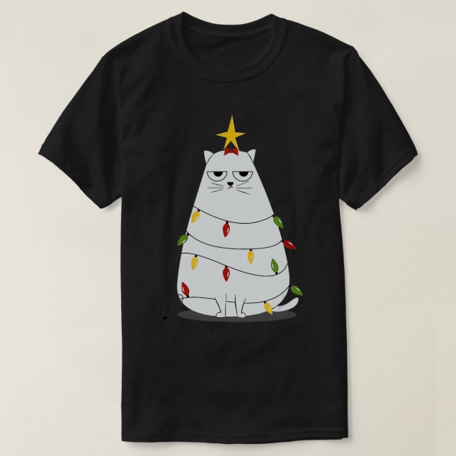 Anoyed Lung Jul Cat for Julafton Day T Shirt (Design framsida)