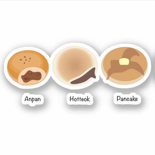 Anpan,Hotteok,Pannkaka Klistermärken (Framsida)
