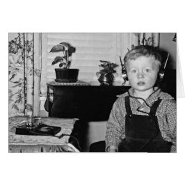 Anpassa 1950:s Radio Boy Humous Caption Hälsningskort
