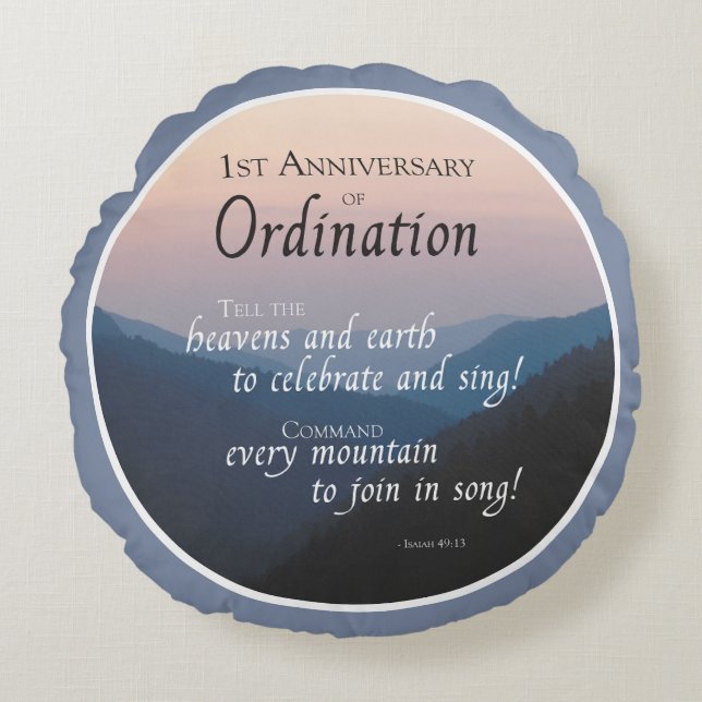 Anpassa 1:a årsdagen av ordningseftergift Gratuler Rund Kudde (Framsidan)