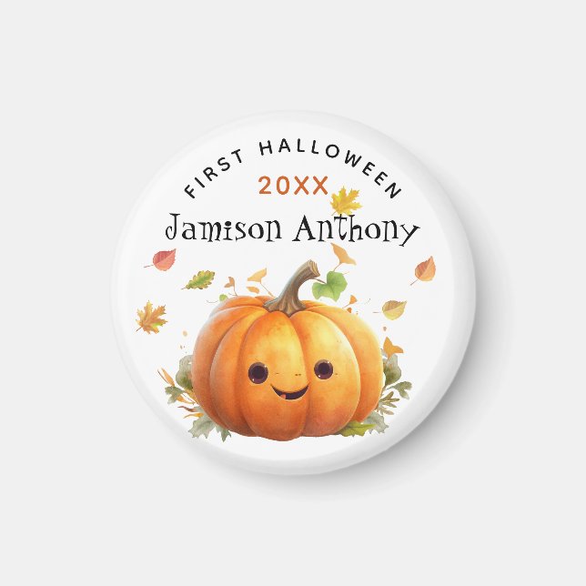 Anpassa 1:a Halloween Cute Pumpkin Löv Magnet (Framsidan)