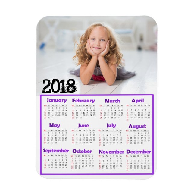 Anpassa 2018 års Mini-kylkalender Magnet (Vertikal)