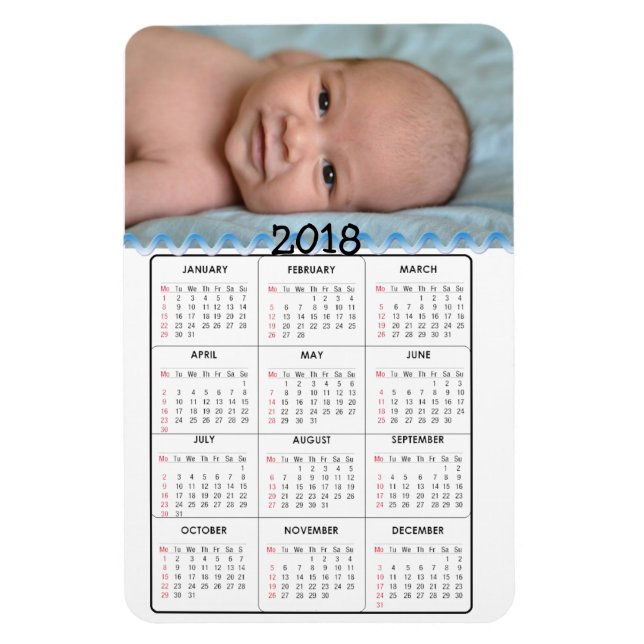 Anpassa 2018 års Mini-kylkalender Magnet (Vertikal)