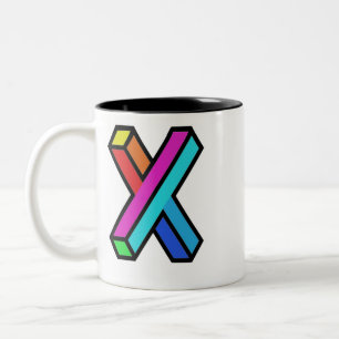 Anpassa 3D-färgad modern Monogram inledande X Två-Tonad Mugg