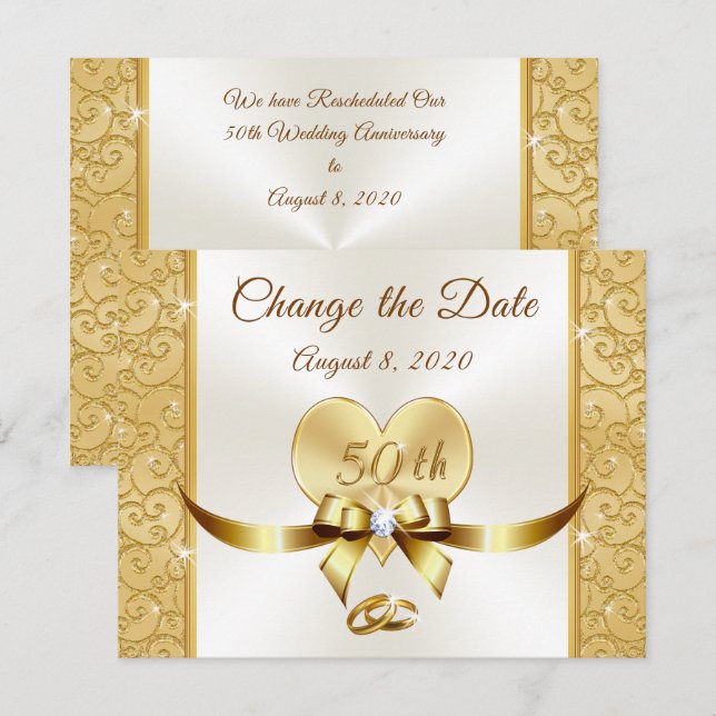 Anpassa 50-årsdagen Ändra datumkort Inbjudningar (Fram/baksida)