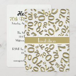 Anpassa: 70:e Guld och vit Födelsedagsfest Inbjudningar