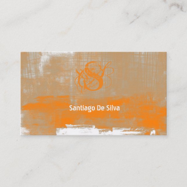 Anpassa Abstrakt stil orange grått white Nr24 Visitkort (Framsida)