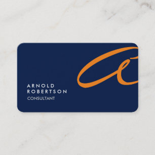 Anpassa Affärskortet Monogram Plain Blue-Trendig Visitkort