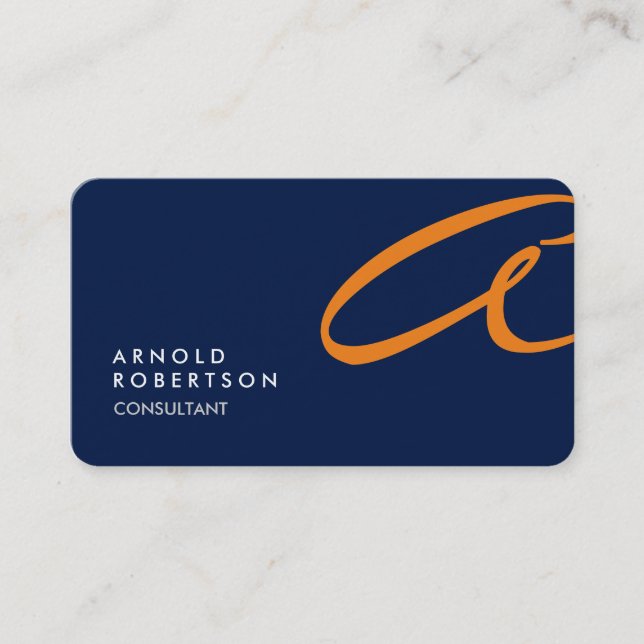 Anpassa Affärskortet Monogram Plain Blue-Trendig Visitkort (Framsida)