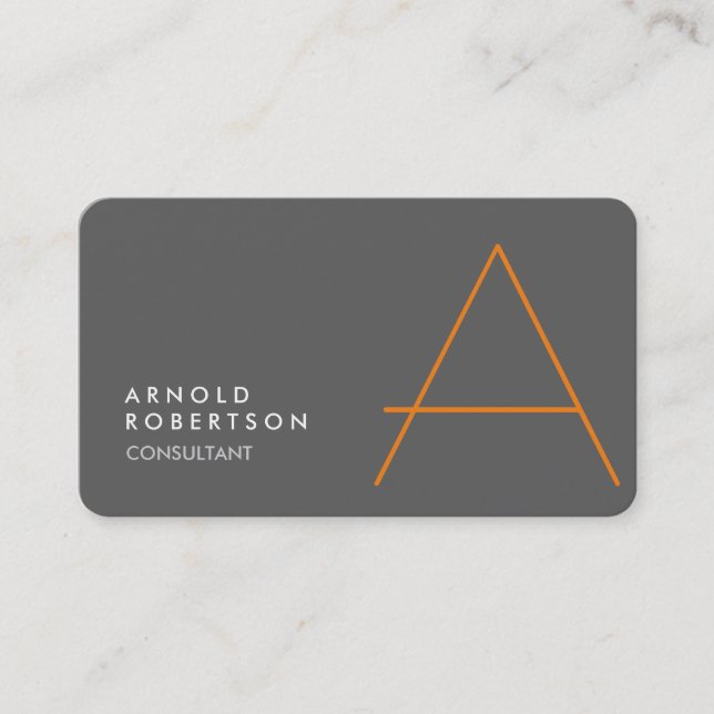 Anpassa Affärskortet Monogram Plain Grått Trendig Visitkort (Framsida)