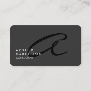 Anpassa Affärskortet Monogram Plain Grått Trendig Visitkort