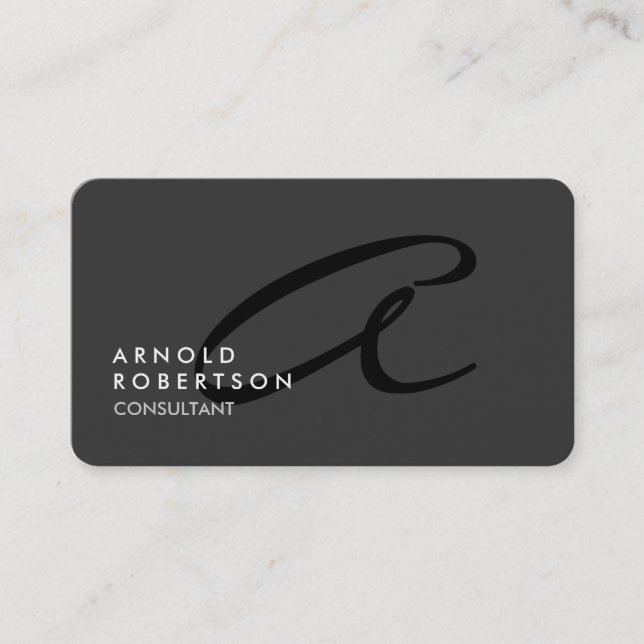 Anpassa Affärskortet Monogram Plain Grått Trendig Visitkort (Framsida)