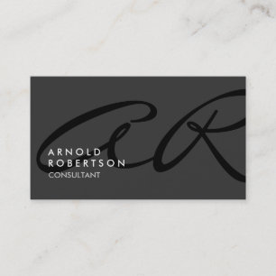 Anpassa Affärskortet Monogram Plain Grått Trendig Visitkort