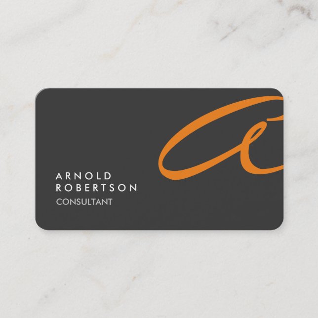 Anpassa Affärskortet Monogram Plain Grått Trendig Visitkort (Framsida)