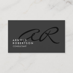 Anpassa Affärskortet Monogram Plain Grått Trendig Visitkort
