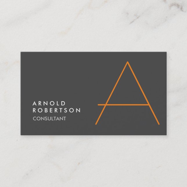 Anpassa Affärskortet Monogram Plain Grått Trendig Visitkort (Framsida)