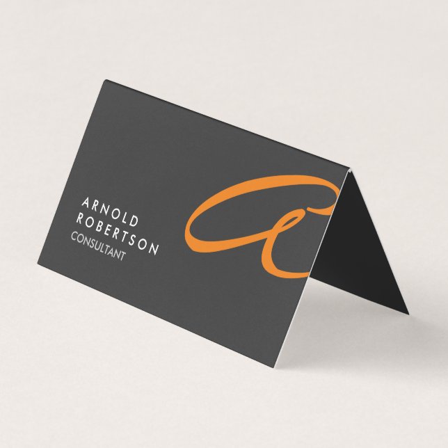 Anpassa Affärskortet Monogram Plain Grått Trendig Visitkort (Framsida)