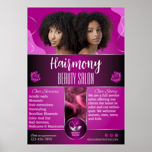 Anpassa afroamerikansk skönhetssalong Framför  Poster (Framsidan)