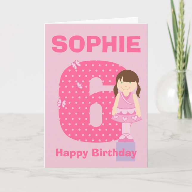 Anpassa ålder och namn-flickans födelsedagskort kort (Framsida)