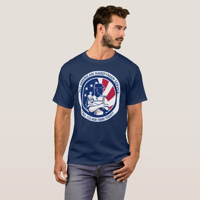 Anpassa amerikansk patriotisk hantverkarreklam  t shirt (Hel framsida)