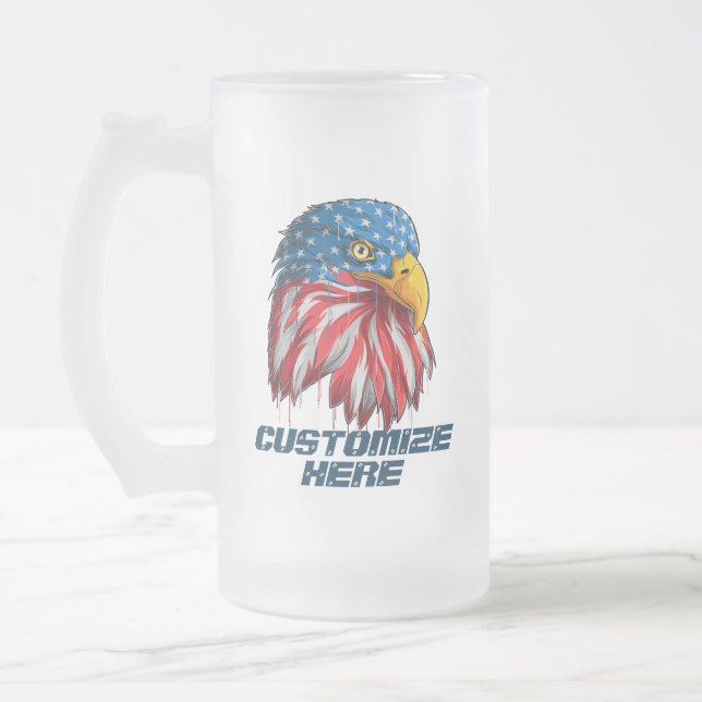 Anpassa amerikansk patriotisk USA-flagga Vitörn Frostat Ölglas (Vänster)