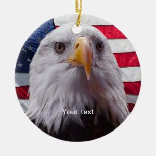 Anpassa amerikanska Örn och Flagga Julgransprydnad Keramik