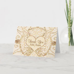 Anpassa Angel Vingar och Heart Tack Kort