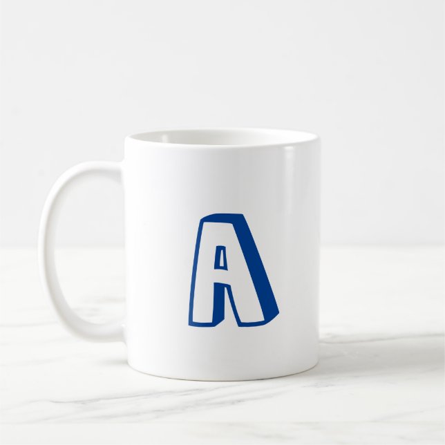 Anpassa, anpassa blått Alphabet brev Kaffemugg (Vänster)