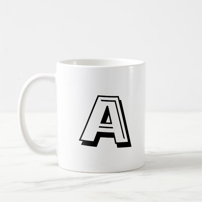 Anpassa, anpassa svartvit Alphabet brev Kaffemugg (Vänster)