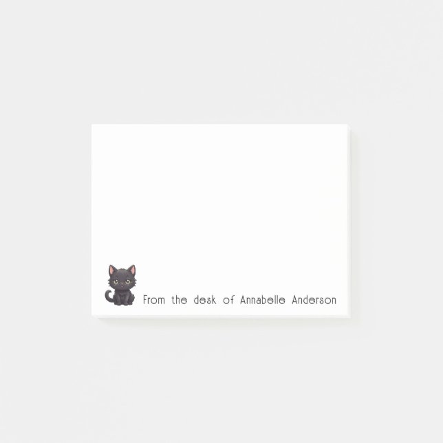 Anpassa anteckningar för Cute Black Cat Post-it Block (Framsida)