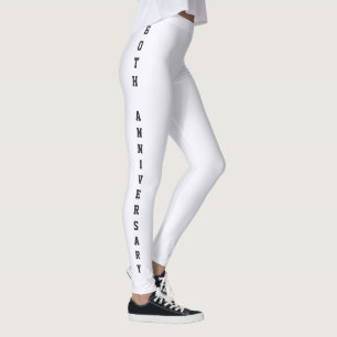 Anpassa årsdag Diamant Vit Svart Monogram Leggings