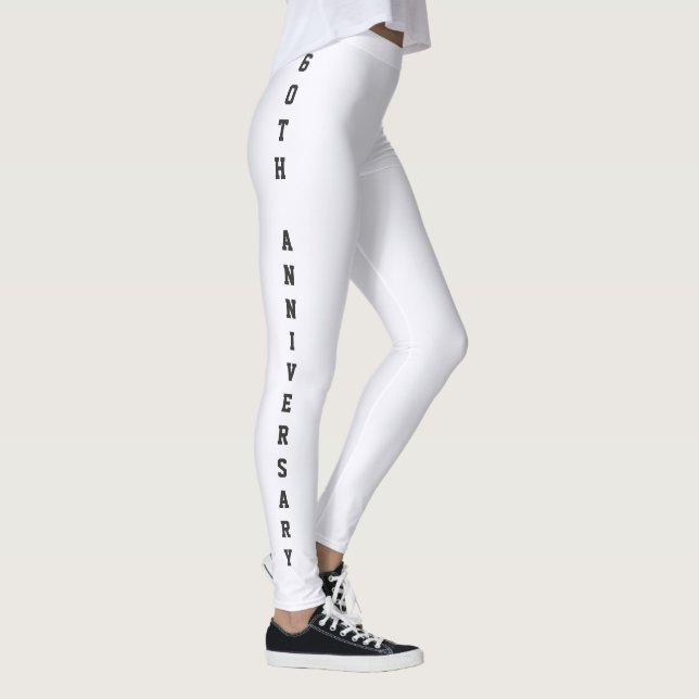 Anpassa årsdag Diamant Vit Svart Monogram Leggings (Höger)